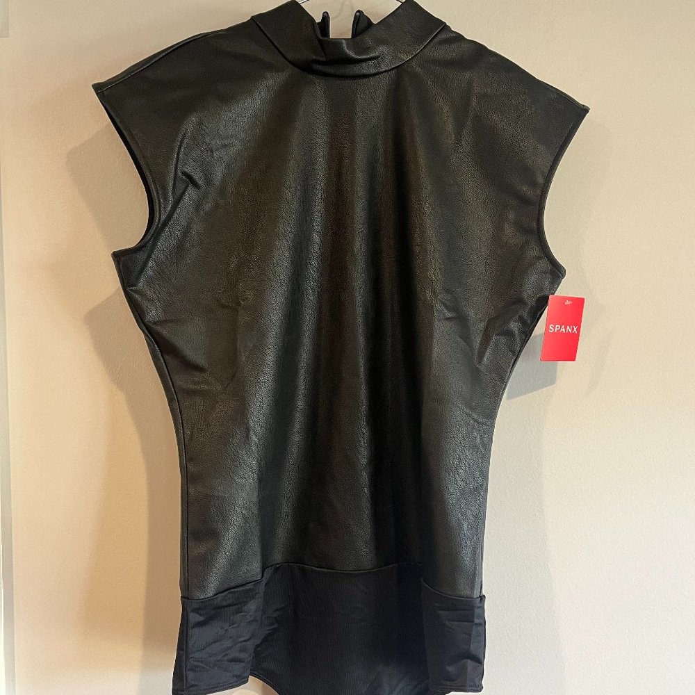 SPANX Leather-Like Mock neck body suit